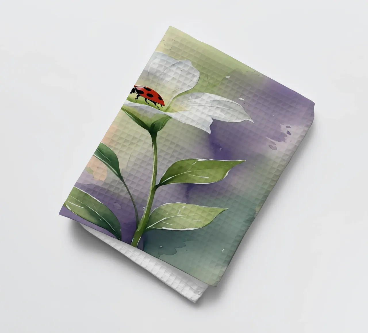 Giglio bianco con coccinella Poster acquerellato canovaccio da cucina da Bloom And Brush