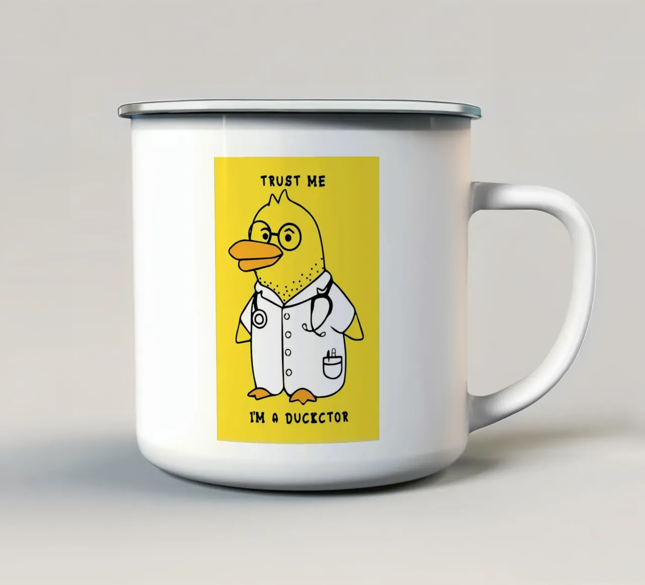 Illustrazione di Ducktor tazza in smalto da Tory