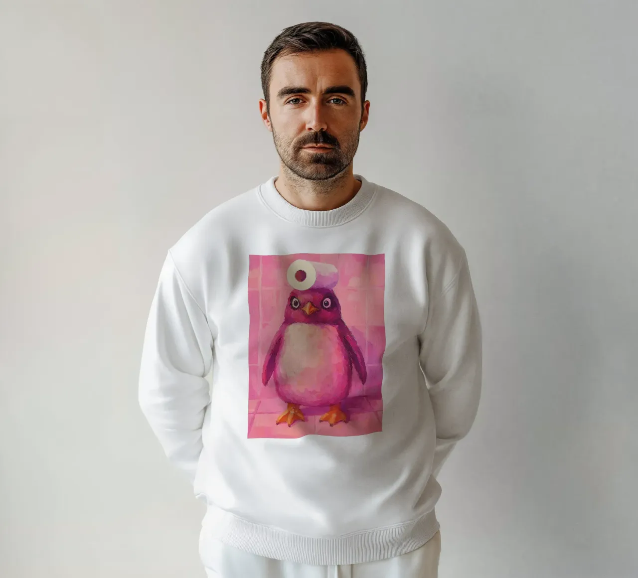 Pinguino rosa con cappello in carta igienica felpa da Tory