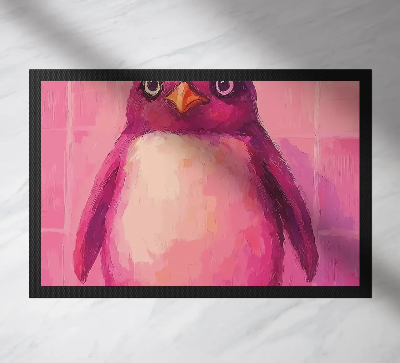 Pinguino rosa con cappello in carta igienica zerbino da Tory