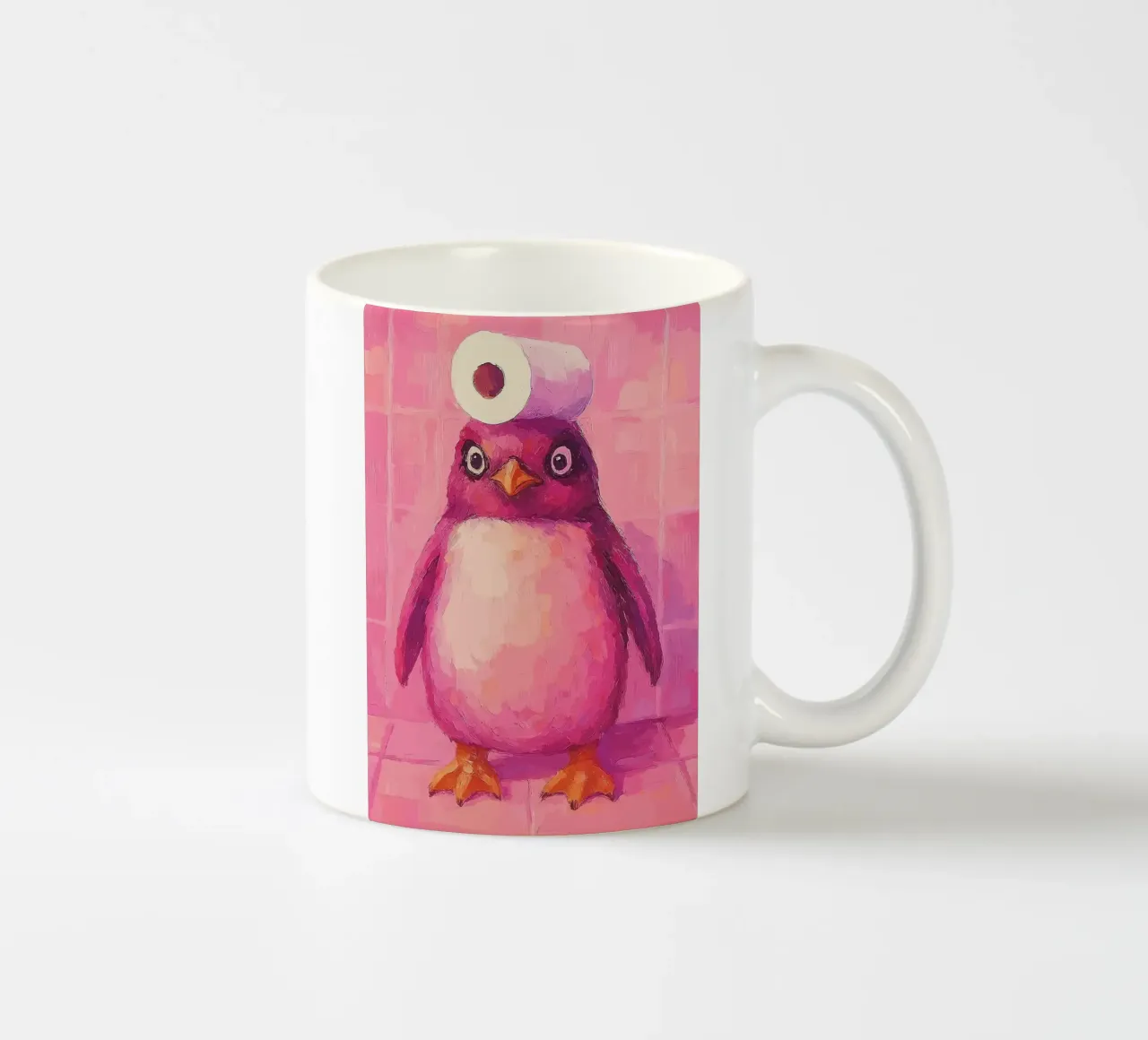 Pinguino rosa con cappello in carta igienica tazza in ceramica da Tory