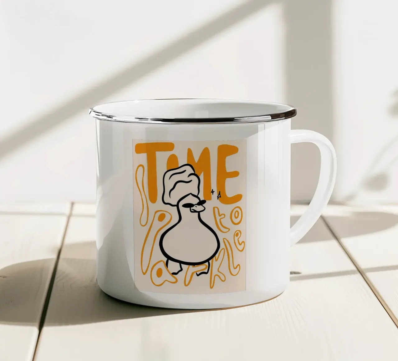 Illustrazione dell'anatra Time to Sparkle tazza in smalto da Tory