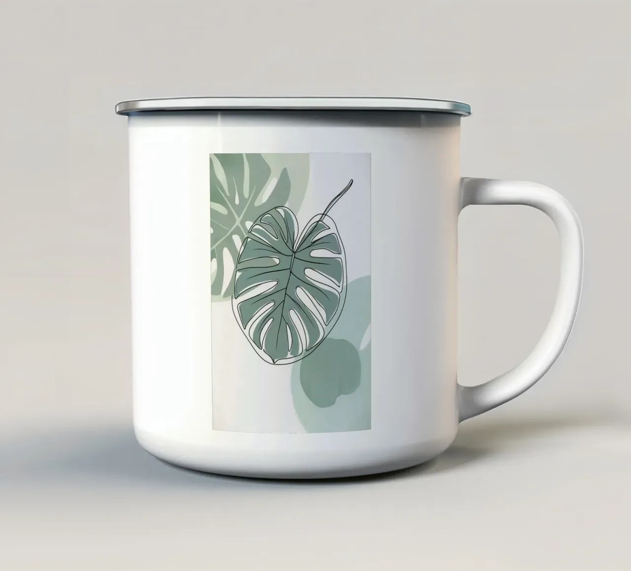 Poster astratto moderno con foglie di Monstera tazza in smalto da Bloom And Brush