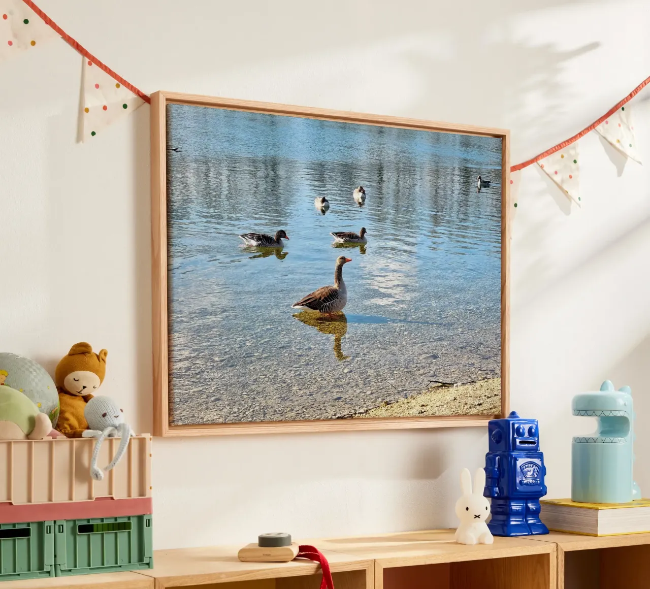 Geese & ducks on the lake canvas by dava