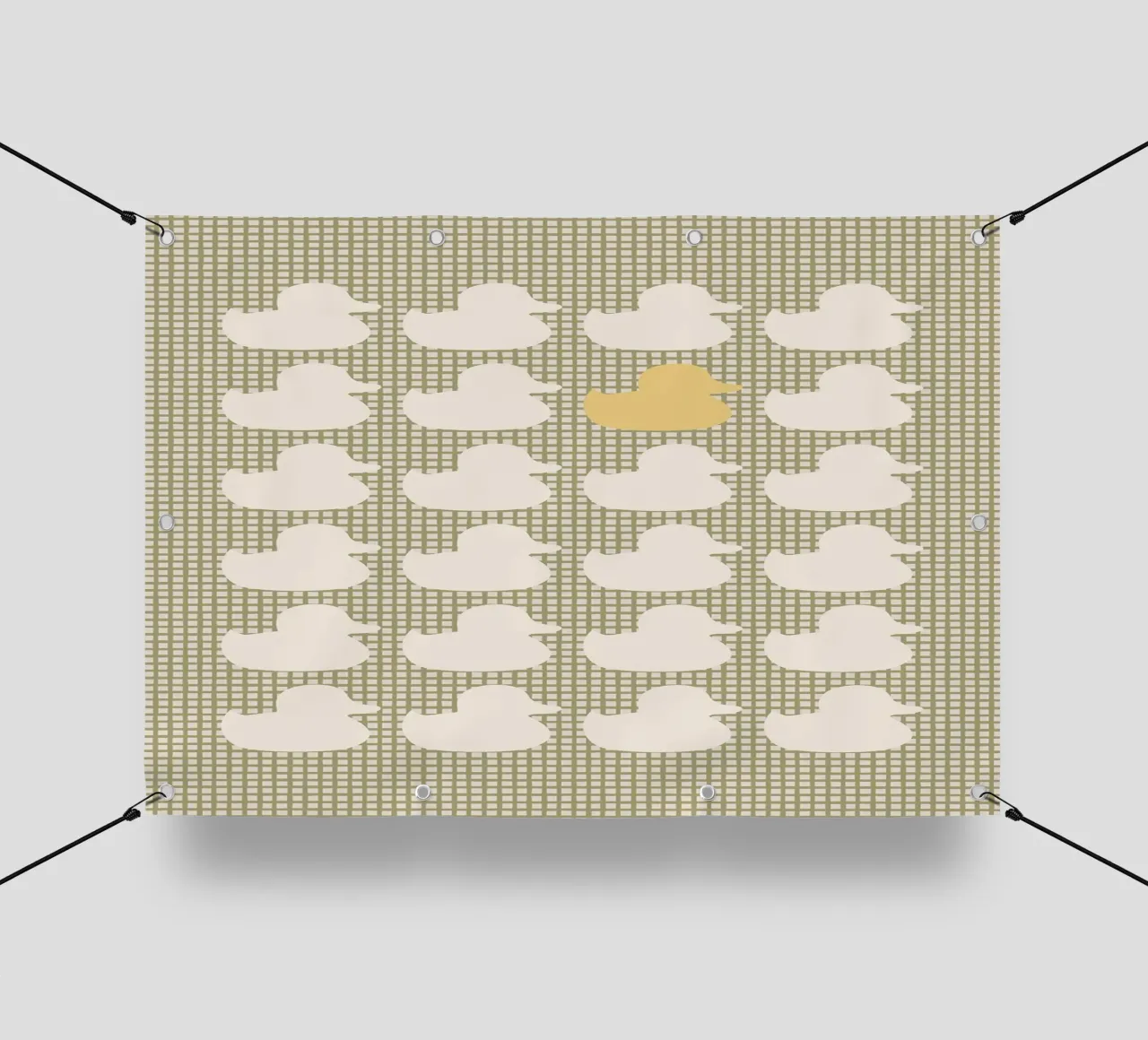 Modello di anatra con un'anatra d'oro telo in pvc da bazi