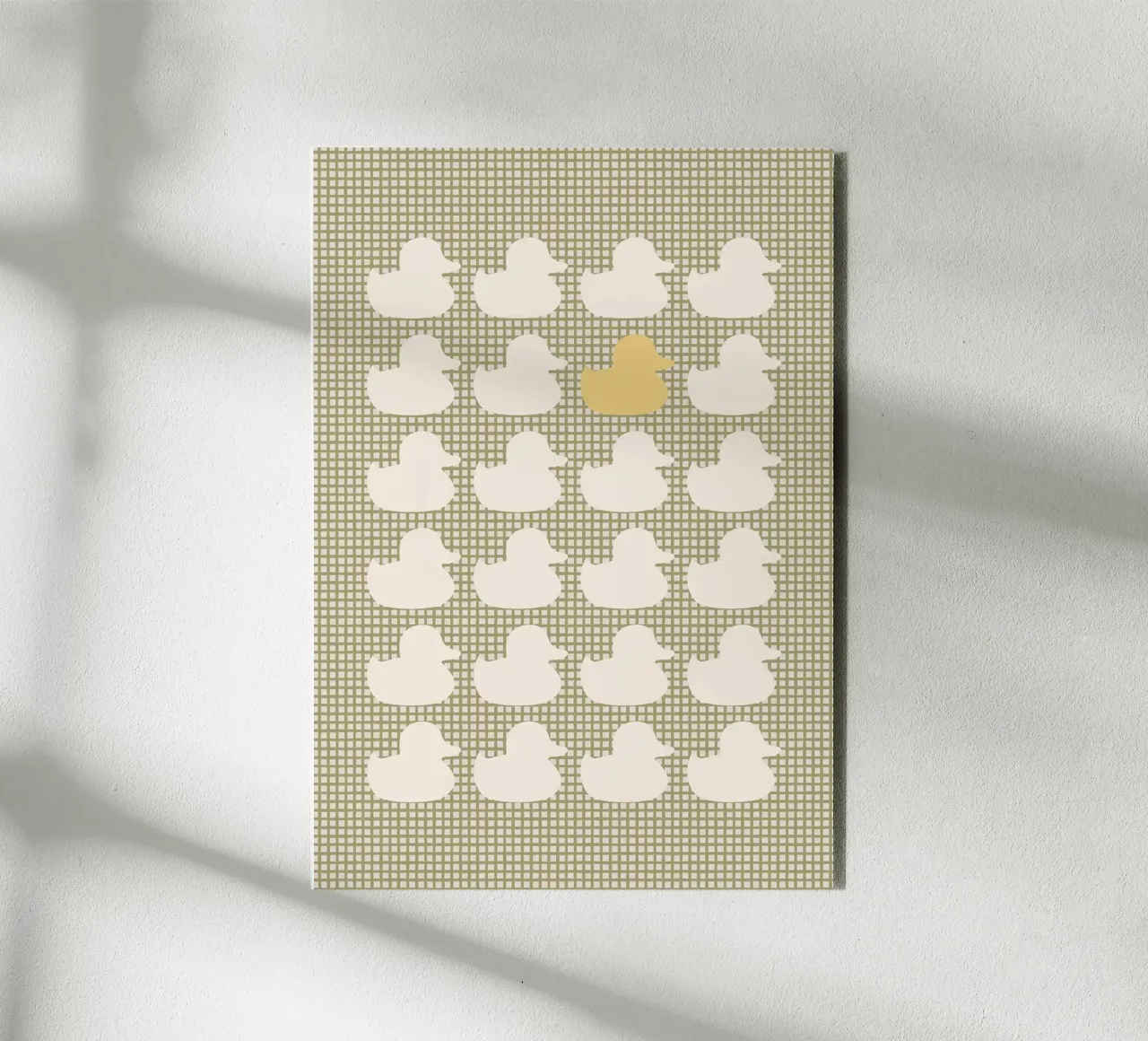 Modello di anatra con un'anatra d'oro alluminio dibond da bazi