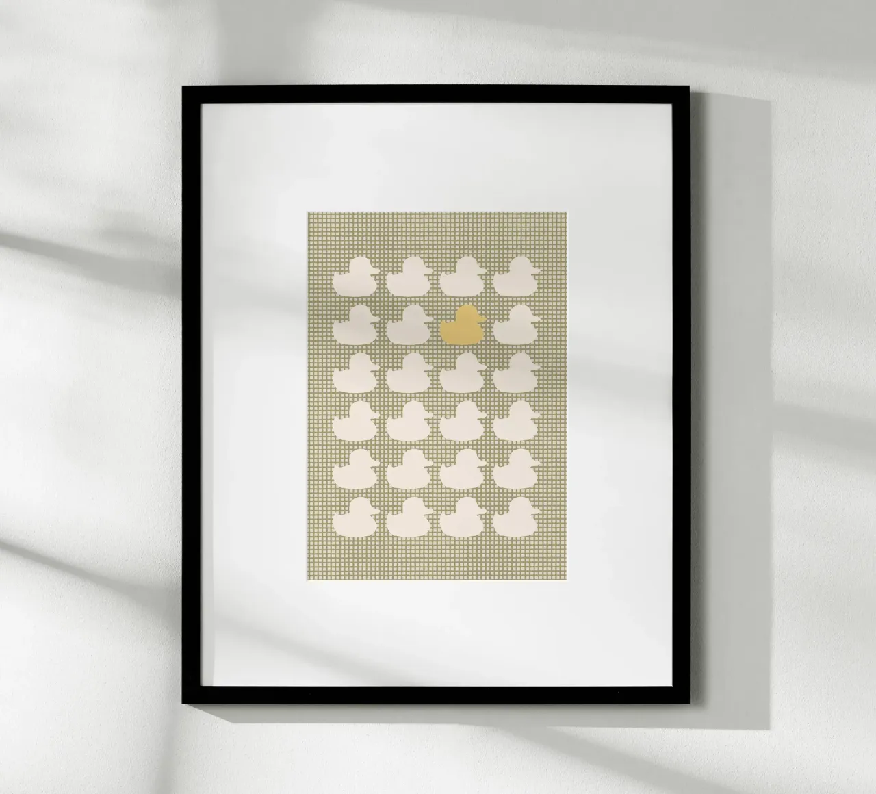 Modello di anatra con un'anatra d'oro carta hahnemühle da bazi