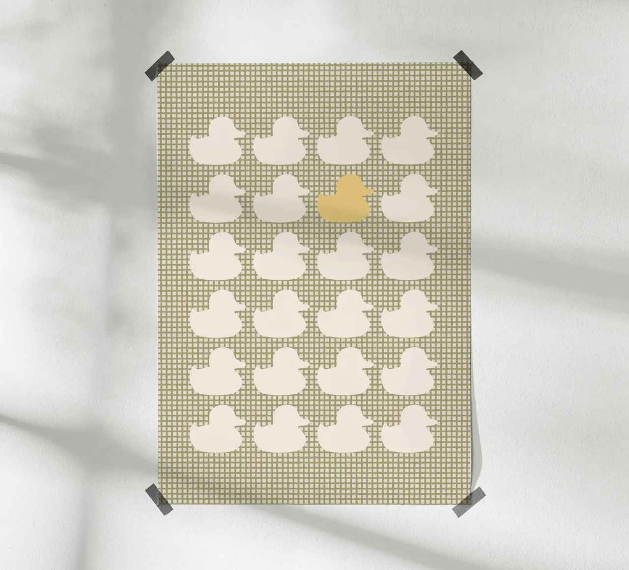 Modello di anatra con un'anatra d'oro carta hahnemühle da bazi