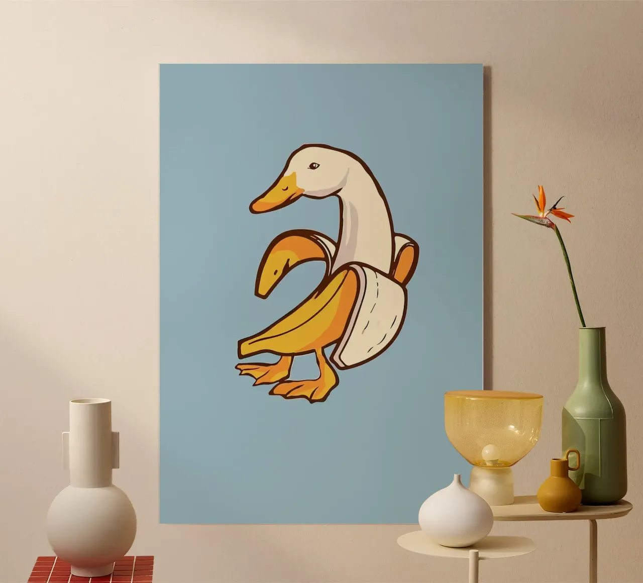 Anatra in una buccia di banana plexiglass da bazi