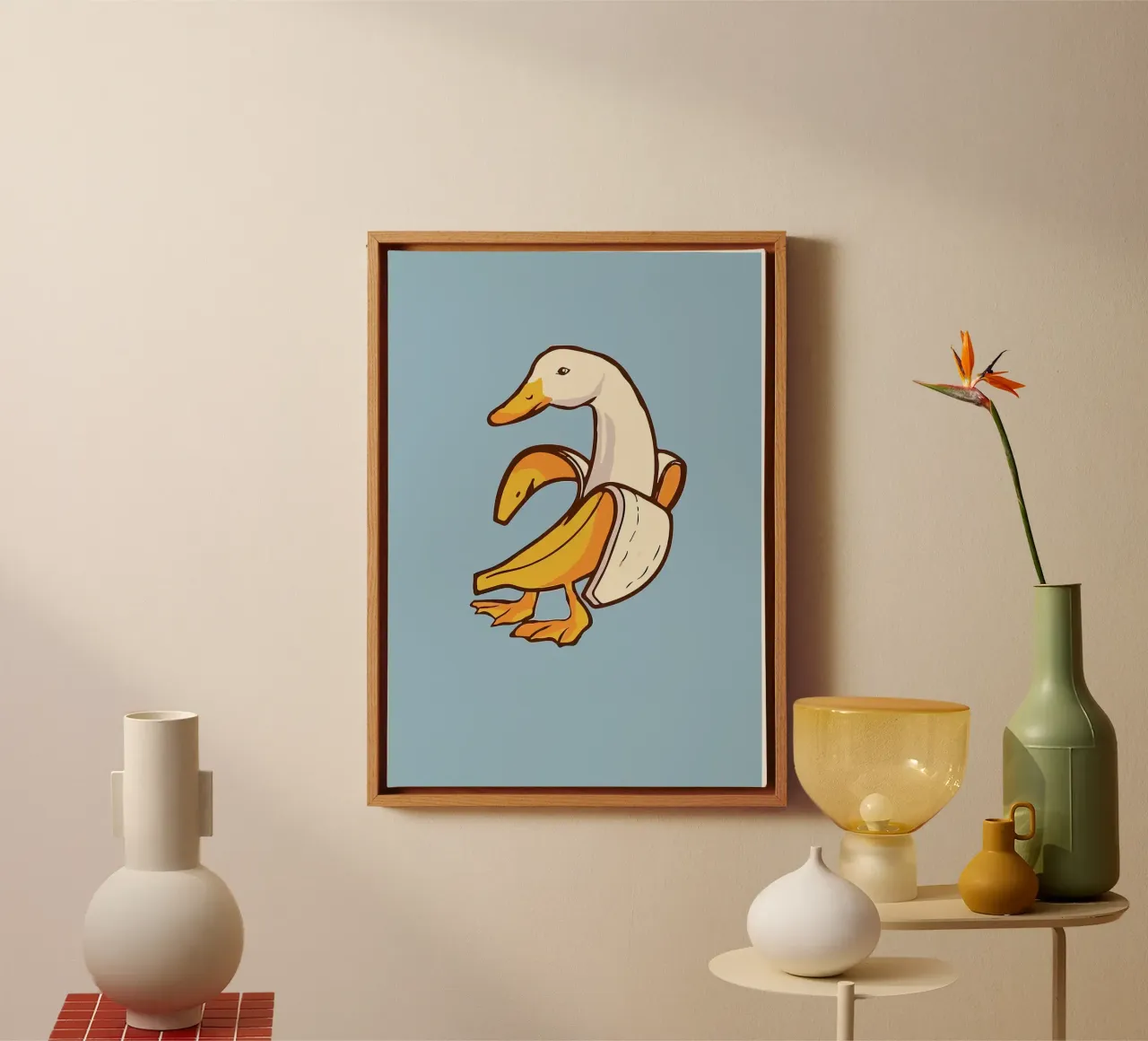 Anatra in una buccia di banana tela da bazi