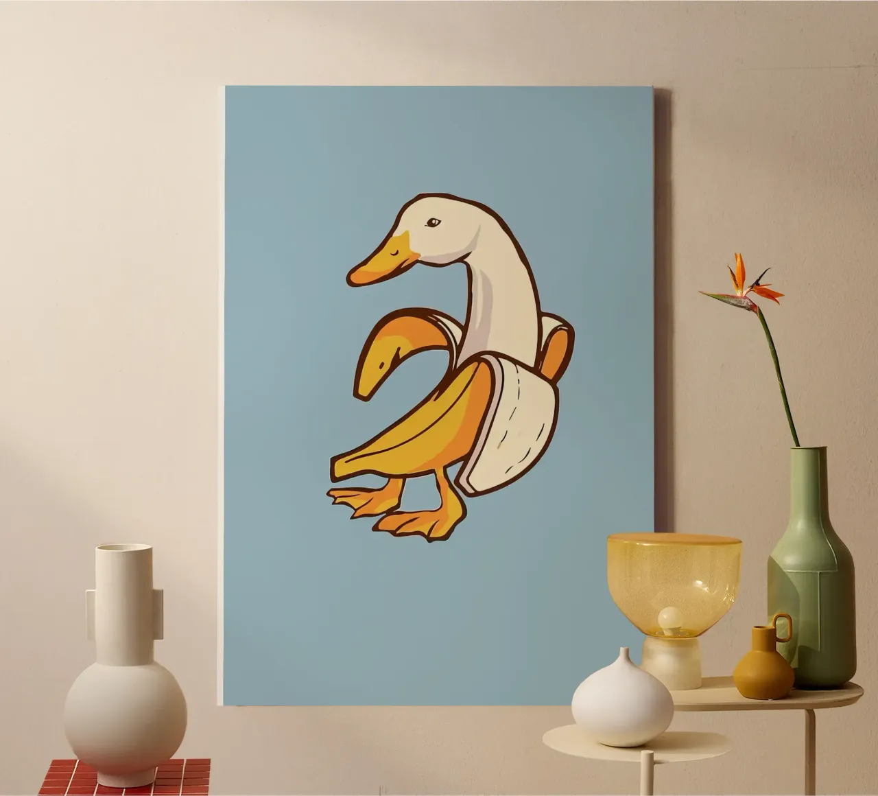 Anatra in una buccia di banana tela da bazi