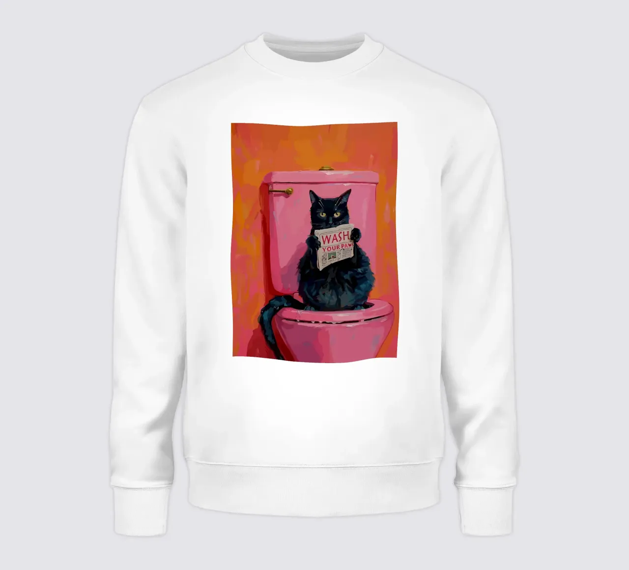 Gato en el retrete con un periódico sudadera de bazi