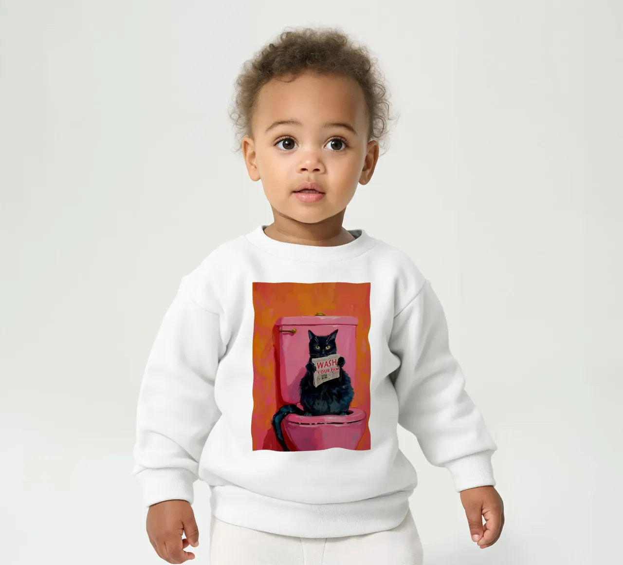Gato en el retrete con un periódico sudadera de bebé de bazi