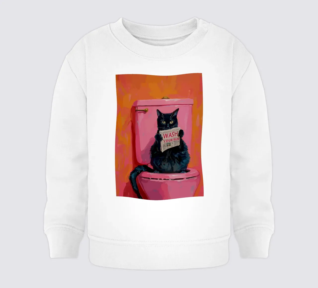 Gato en el retrete con un periódico sudadera de bebé de bazi