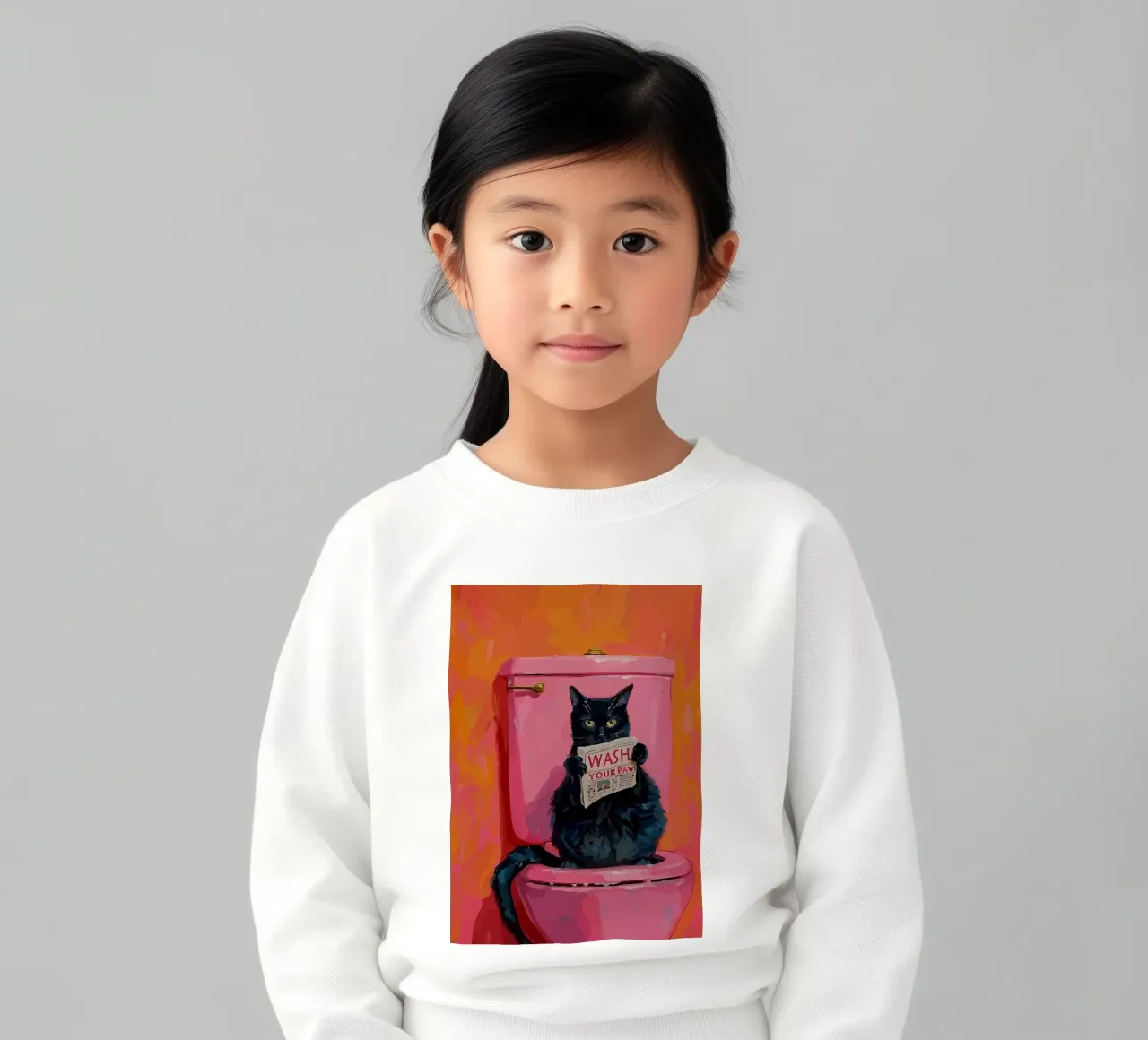 Gato en el retrete con un periódico sudadera para niño de bazi