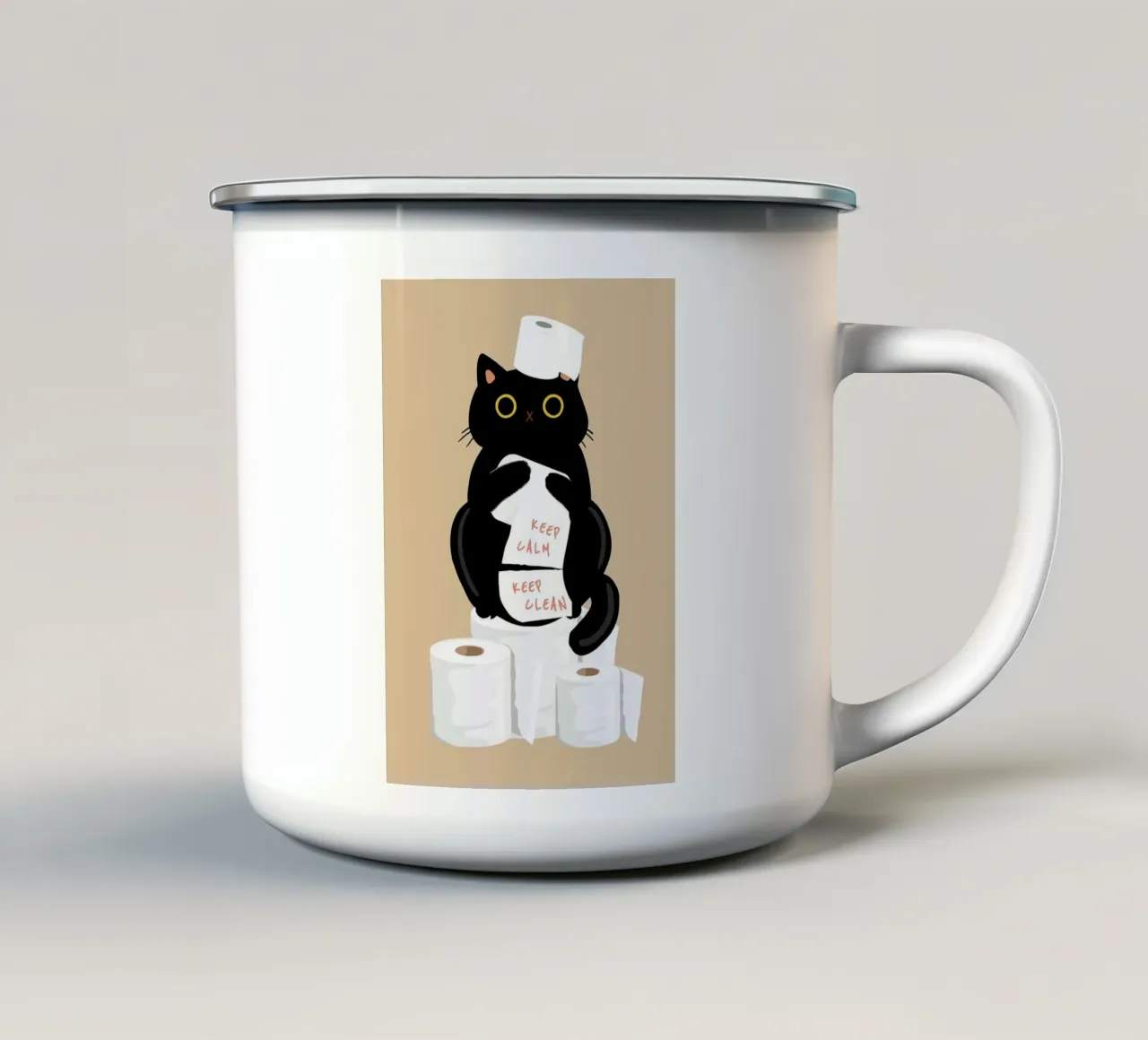 Gatto buffo da toilette tazza in smalto da bazi