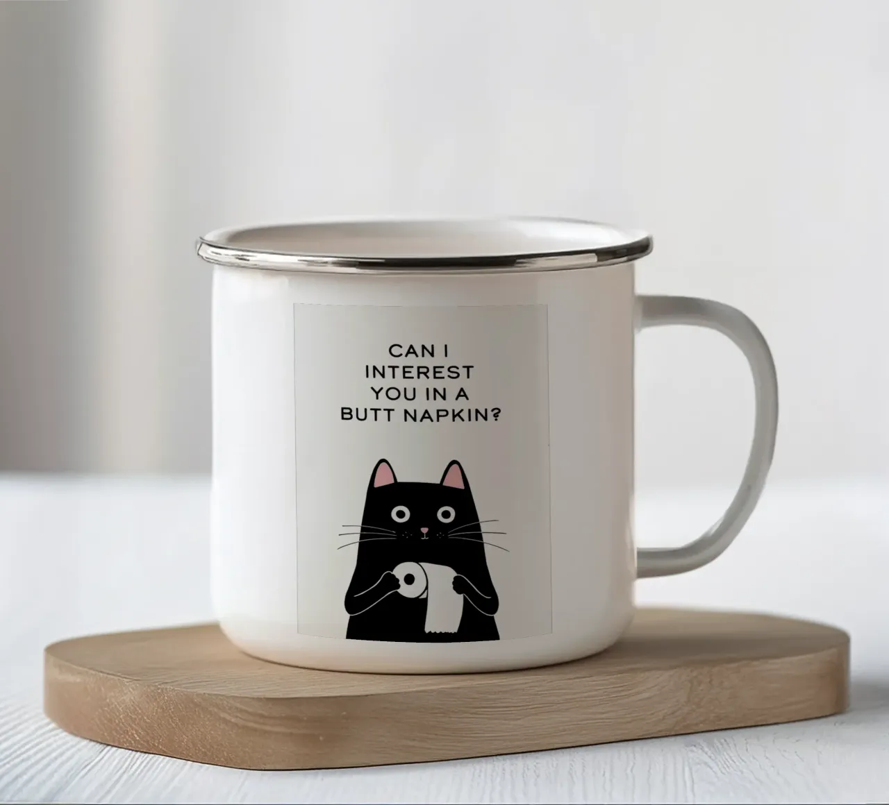 Gatto buffo da toilette tazza in smalto da bazi