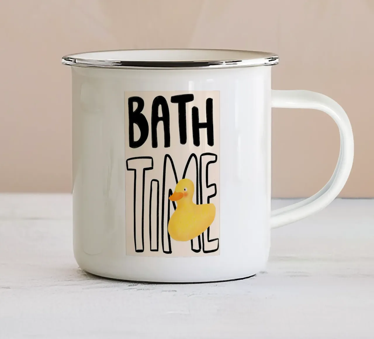 Badtijd met Badeend emaille mok van bazi