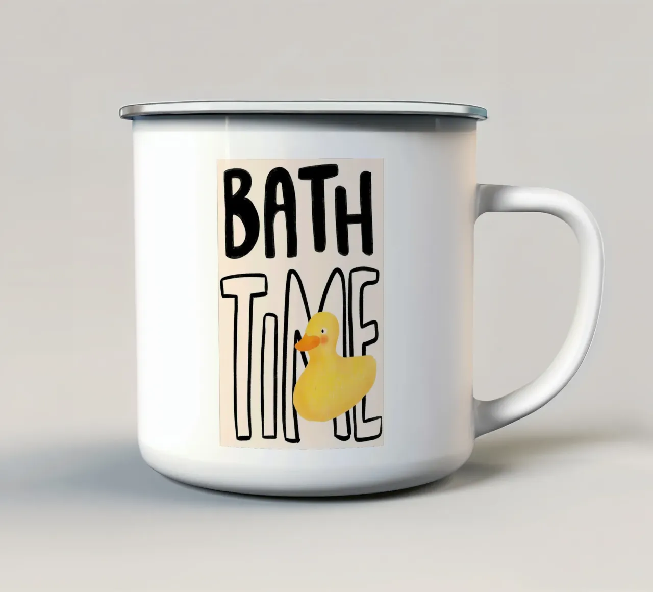 Badtijd met Badeend emaille mok van bazi