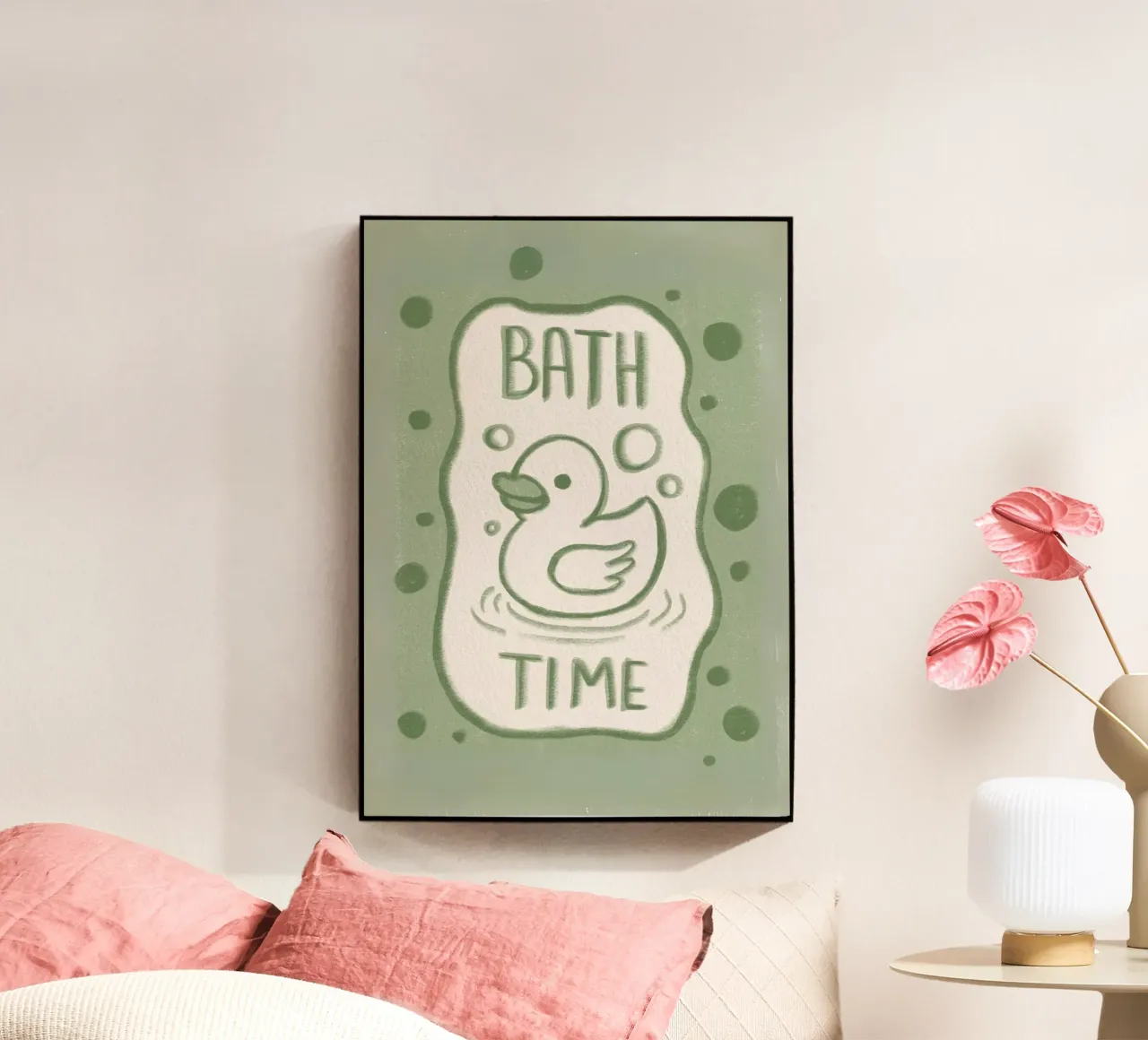 Illustrazione di un'anatra che fa il bagno plexiglass da bazi