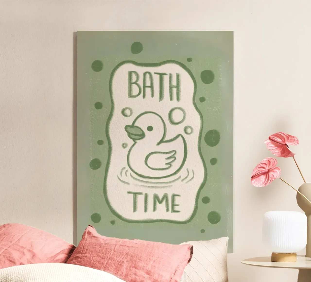 Illustrazione di un'anatra che fa il bagno plexiglass da bazi