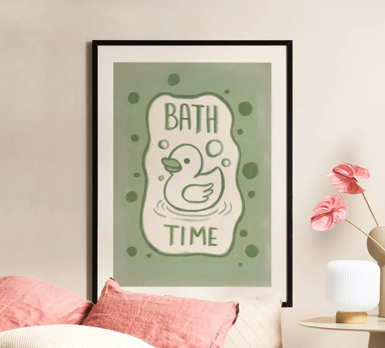 Illustrazione di un'anatra che fa il bagno carta hahnemühle da bazi