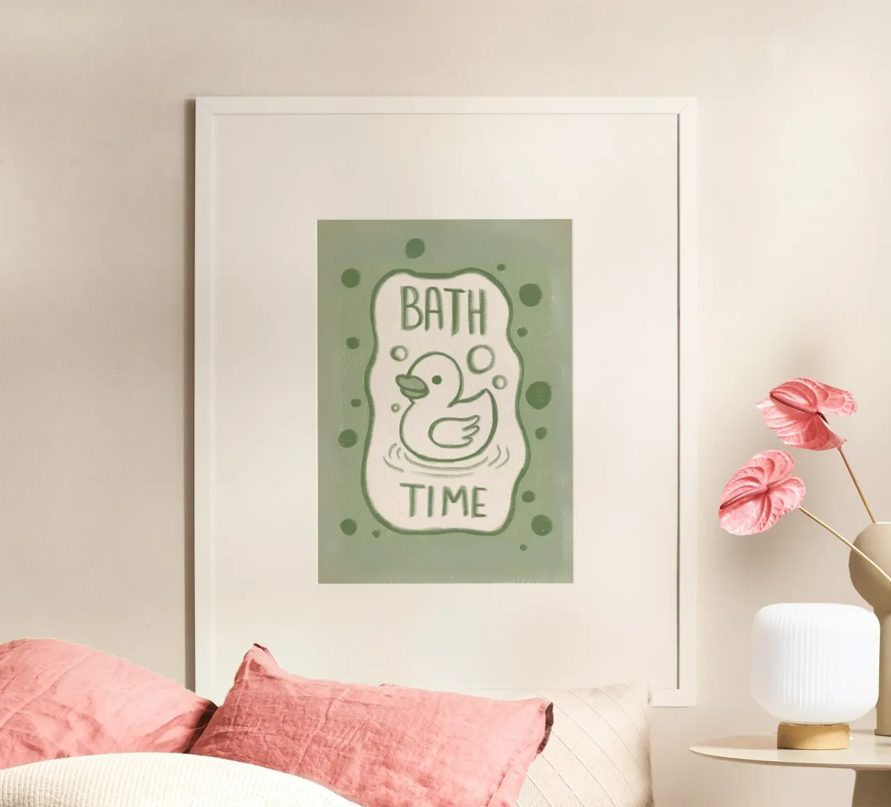 Illustrazione di un'anatra che fa il bagno carta hahnemühle da bazi
