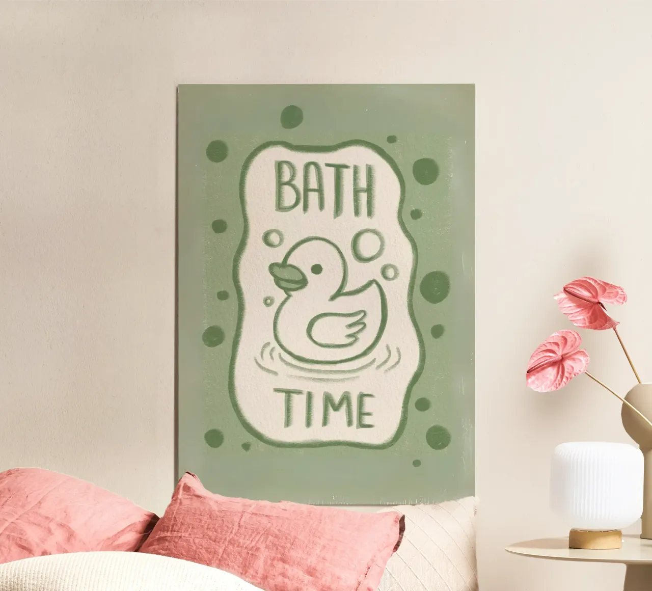 Illustrazione di un'anatra che fa il bagno carta hahnemühle da bazi