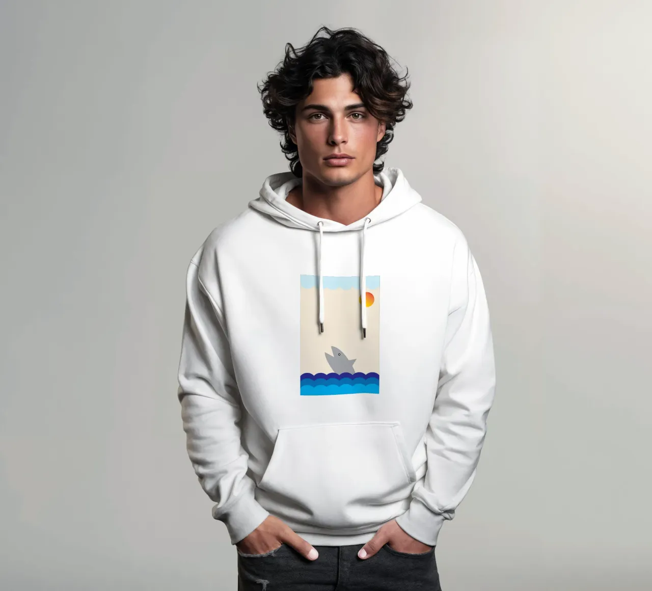 squalo nel mare felpa con cappuccio da boeboe