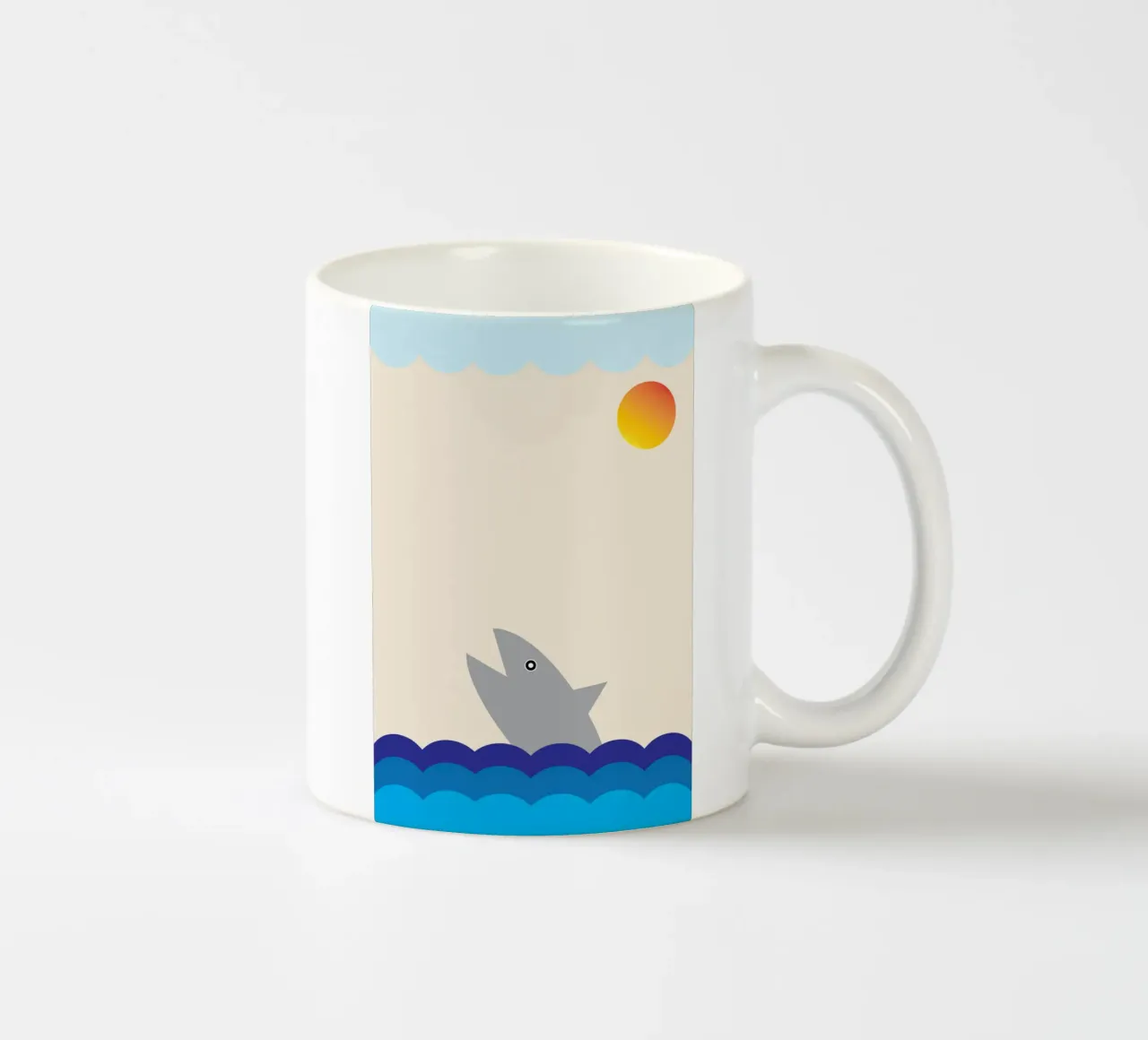 squalo nel mare tazza in ceramica da boeboe
