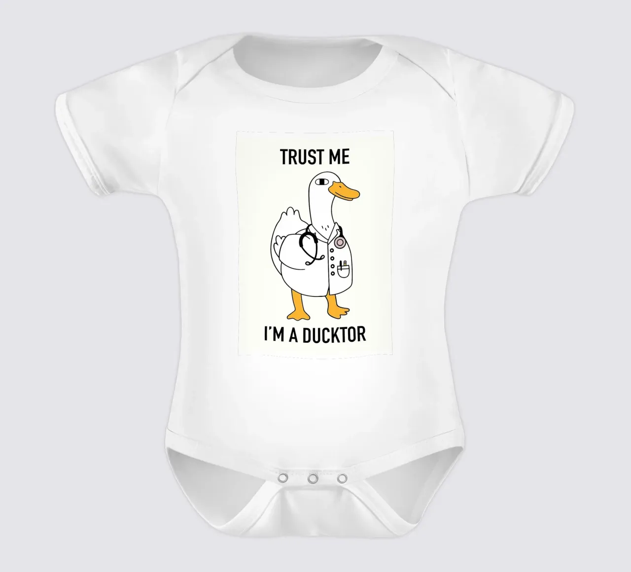 Illustrazione di Ducktor body neonato maniche corte da bazi