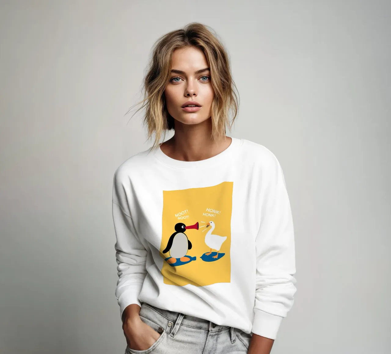 Meme del pinguino e dell'oca felpa da bazi