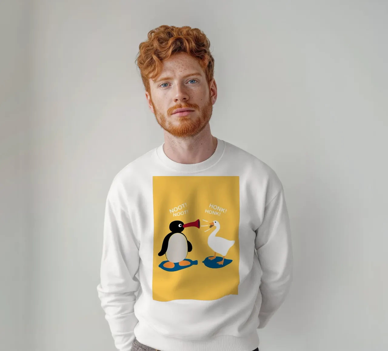 Meme del pinguino e dell'oca felpa da bazi