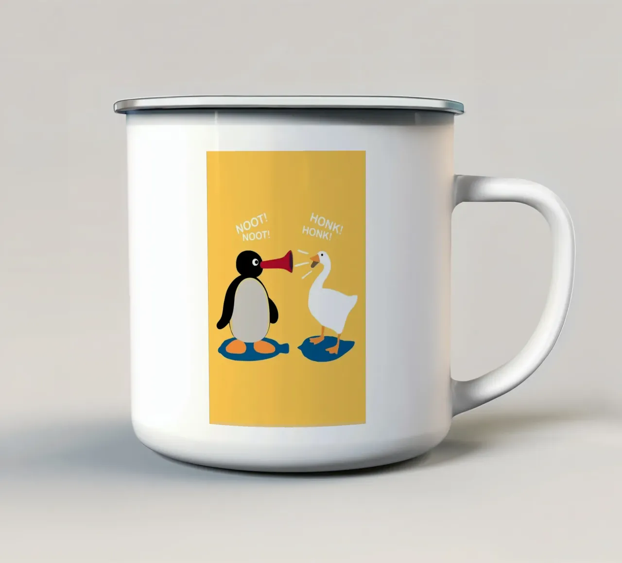 Meme del pinguino e dell'oca tazza in smalto da bazi