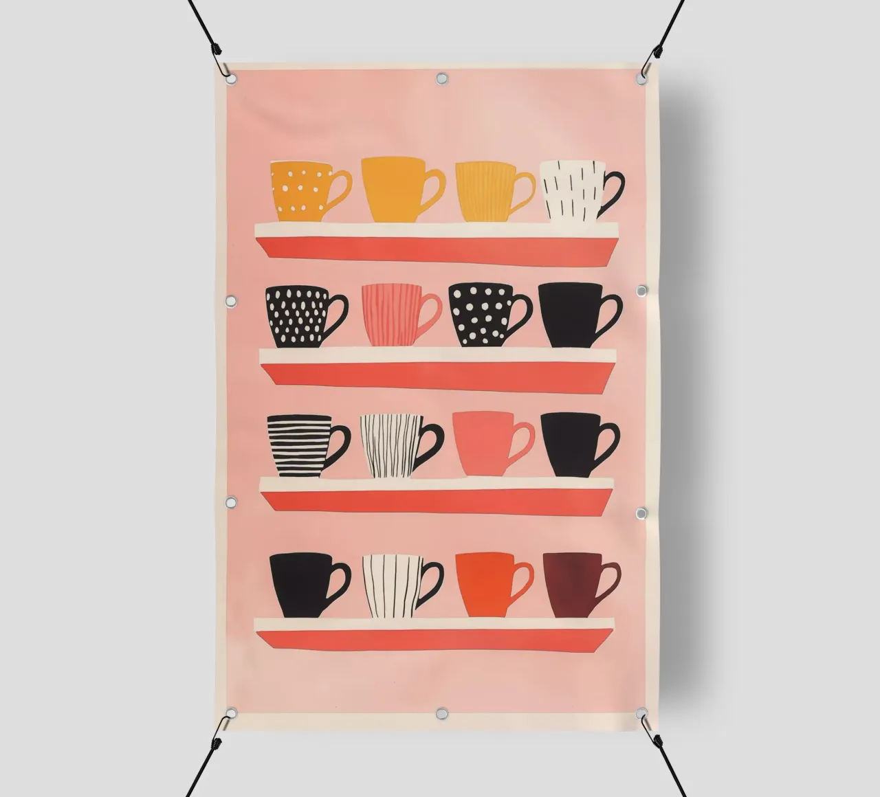Tutte le tazze sono ancora nella credenza | Design retrò scandinavo telo in pvc da Autofocus