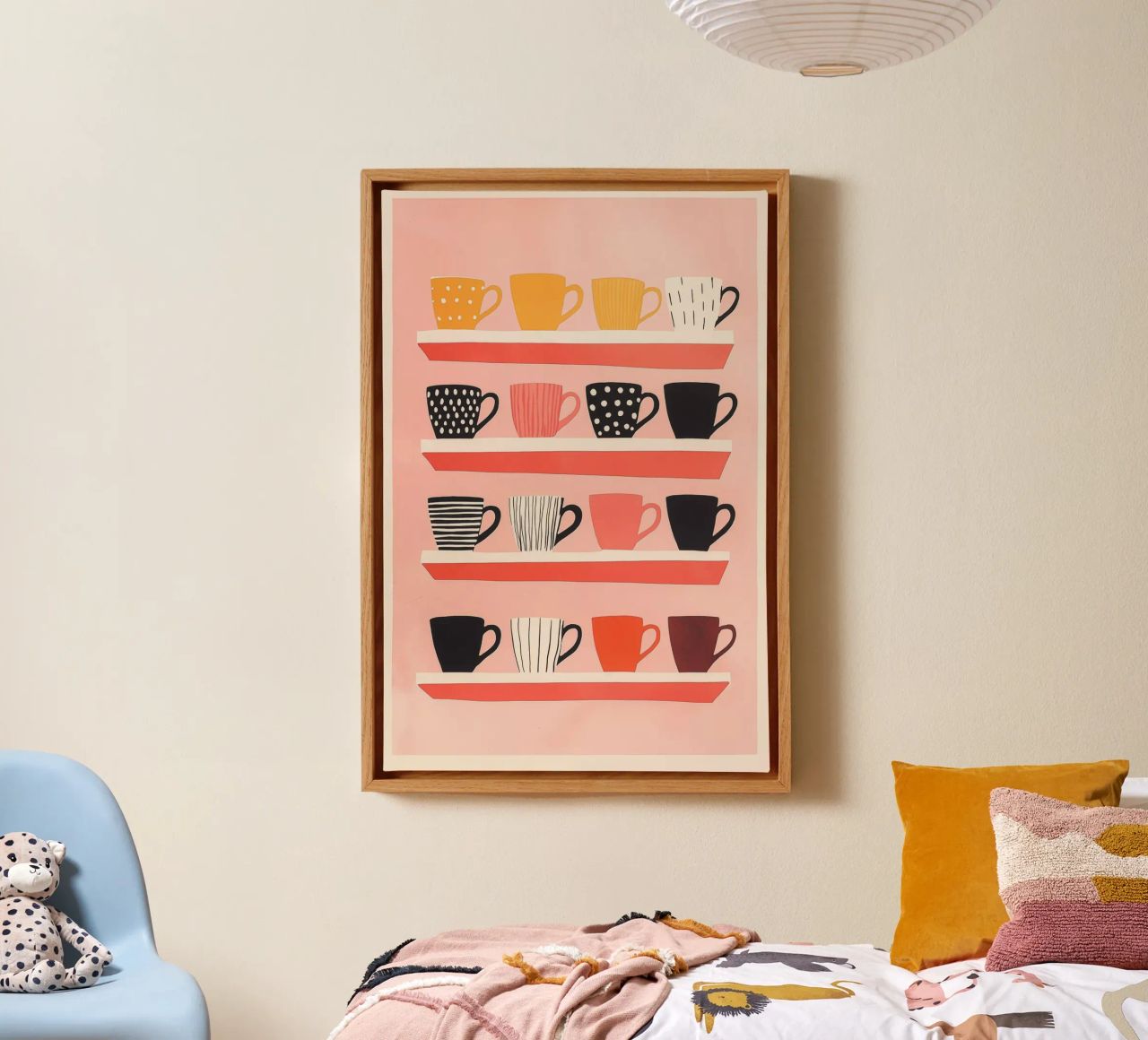 All the cups still in the cupboard | Scandinavian retro design canvas by Autofocus