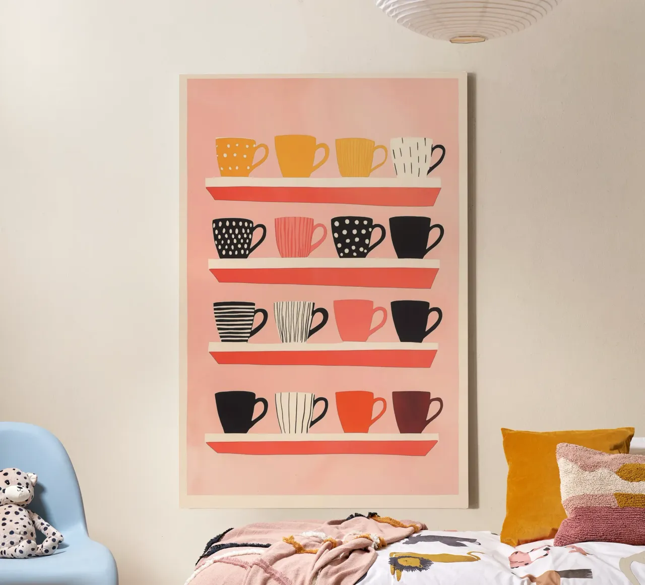 Alle kopjes nog in de kast | Scandinavisch retro design canvas van Autofocus