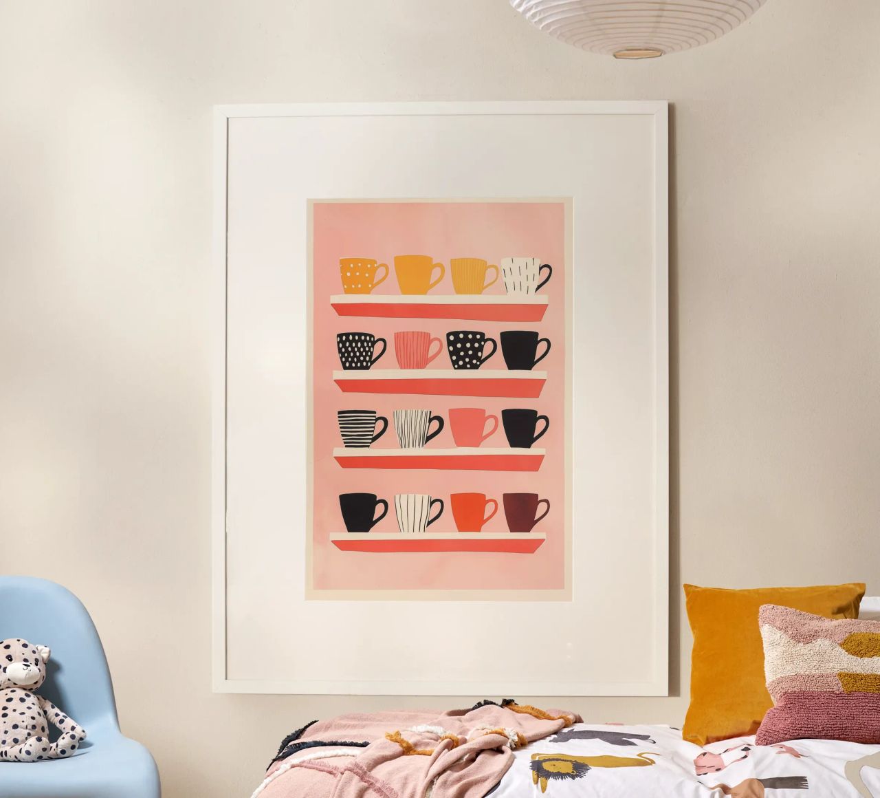 All the cups still in the cupboard | Scandinavian retro design poster by Autofocus