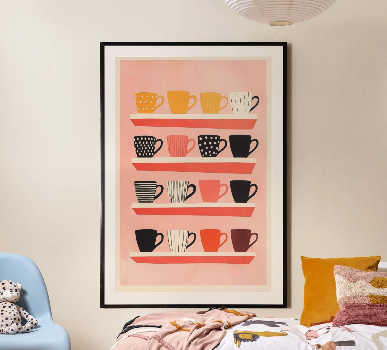 All the cups still in the cupboard | Scandinavian retro design poster by Autofocus