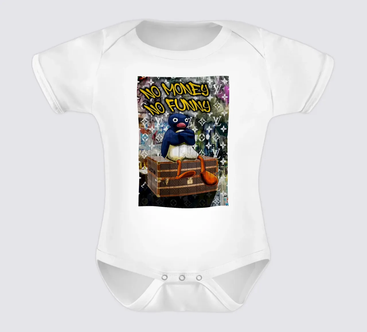 Pingu Niente soldi niente divertimento body neonato maniche corte da bazi