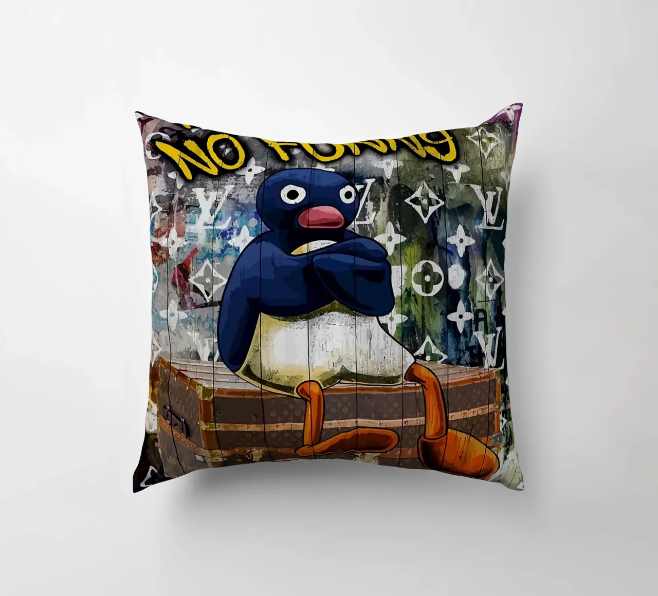 Pingu Niente soldi niente divertimento cuscino da bazi