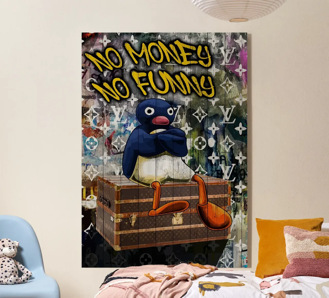 Pingu Niente soldi niente divertimento plexiglass da bazi