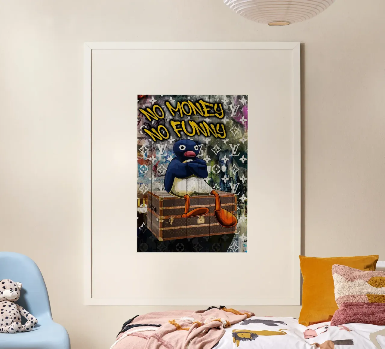 Pingu Niente soldi niente divertimento carta hahnemühle da bazi
