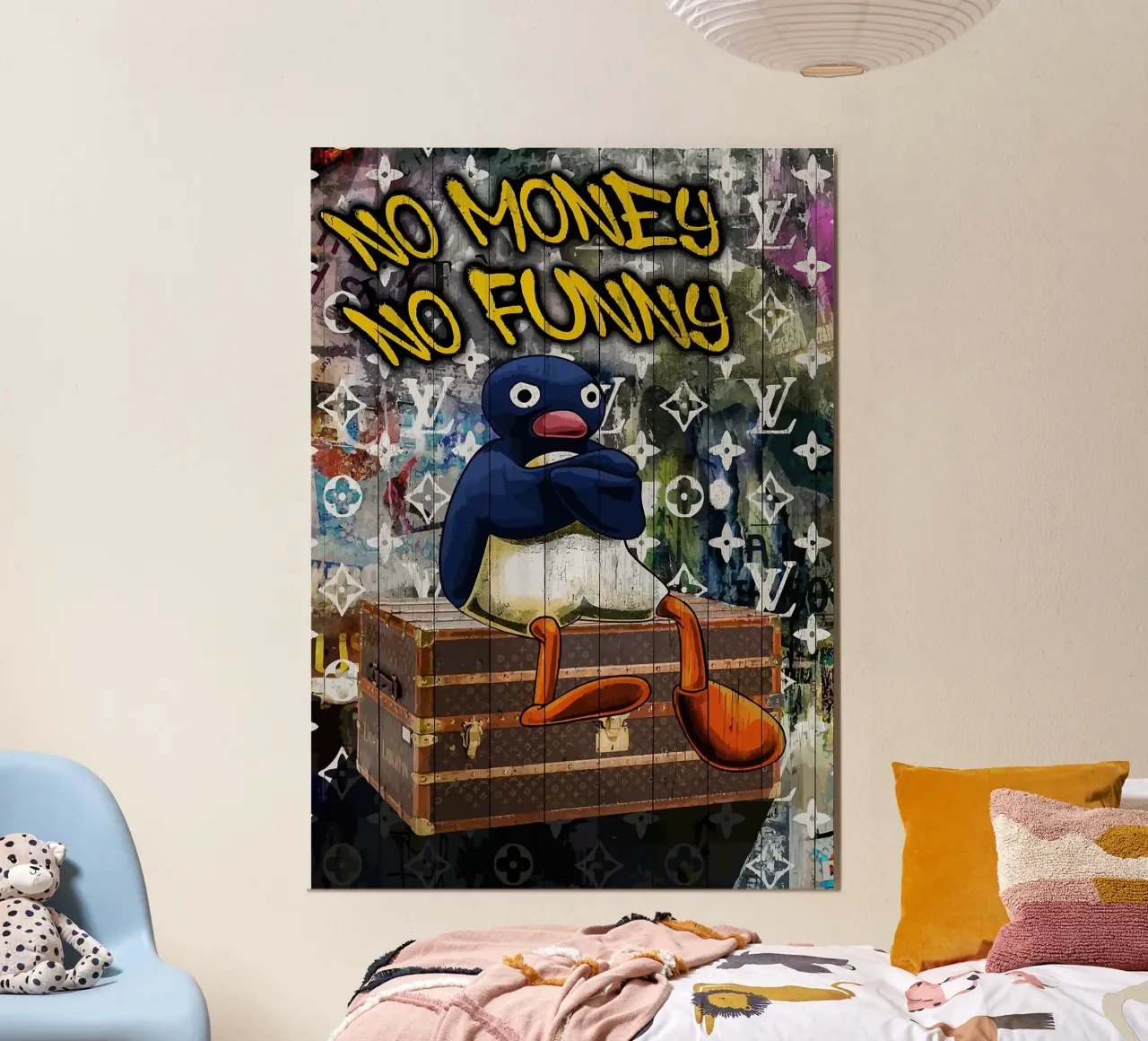 Pingu Niente soldi niente divertimento carta hahnemühle da bazi