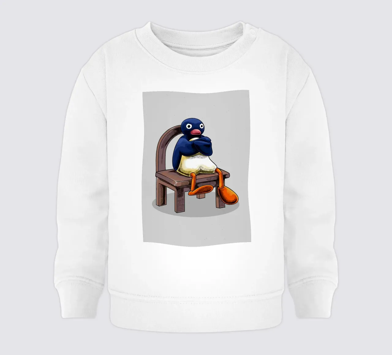 Pingu seduto sulla sedia felpa neonato da bazi