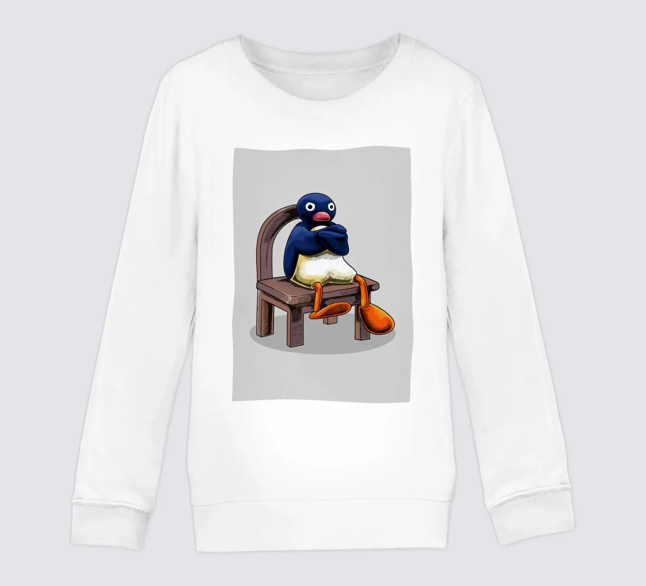 Pingu seduto sulla sedia felpa bambino da bazi