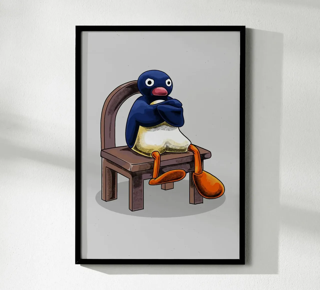 Pingu seduto sulla sedia carta hahnemühle da bazi