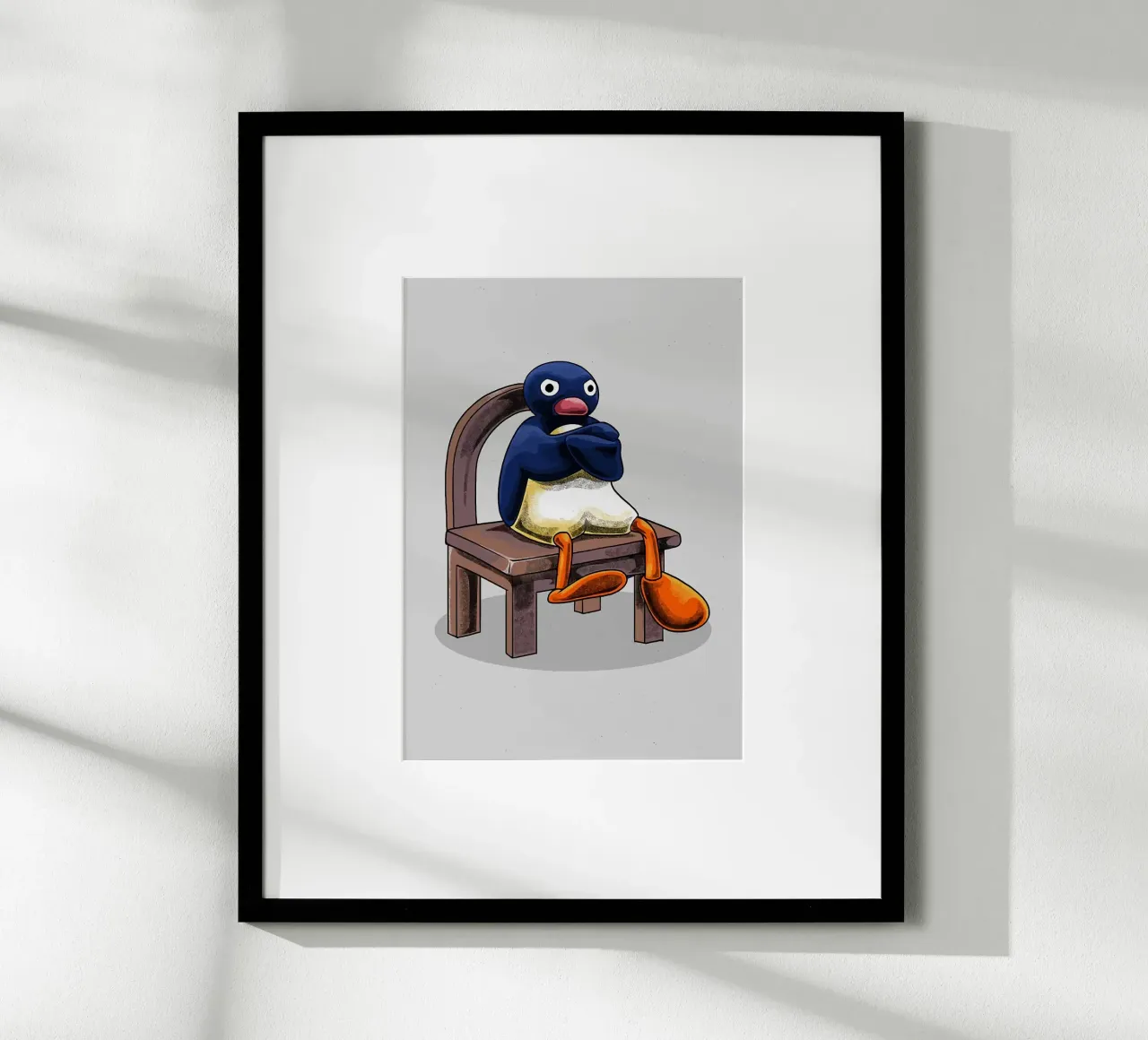Pingu seduto sulla sedia carta hahnemühle da bazi
