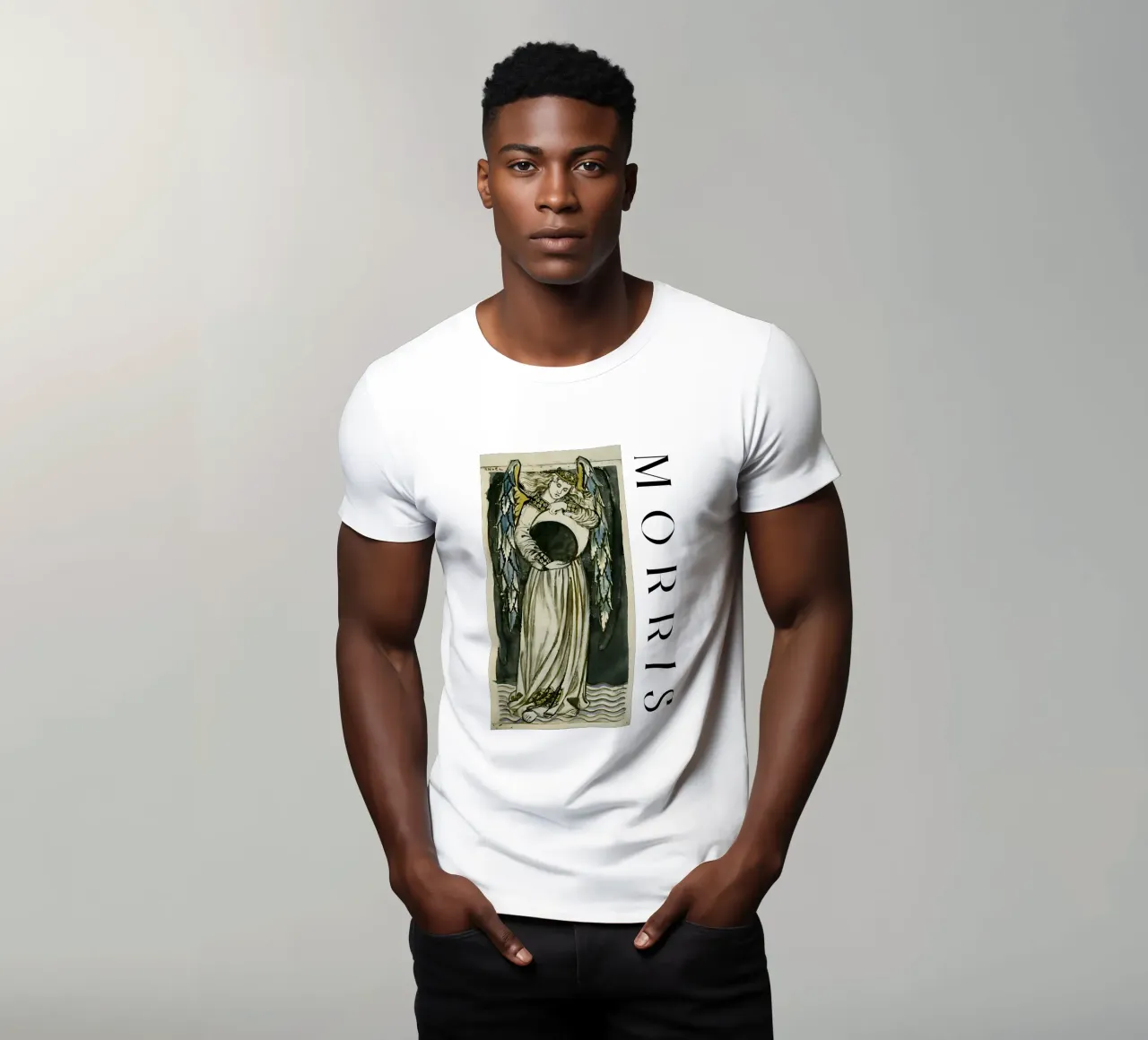Angelo notturno con in mano una luna calante t-shirt da arleneturnershop