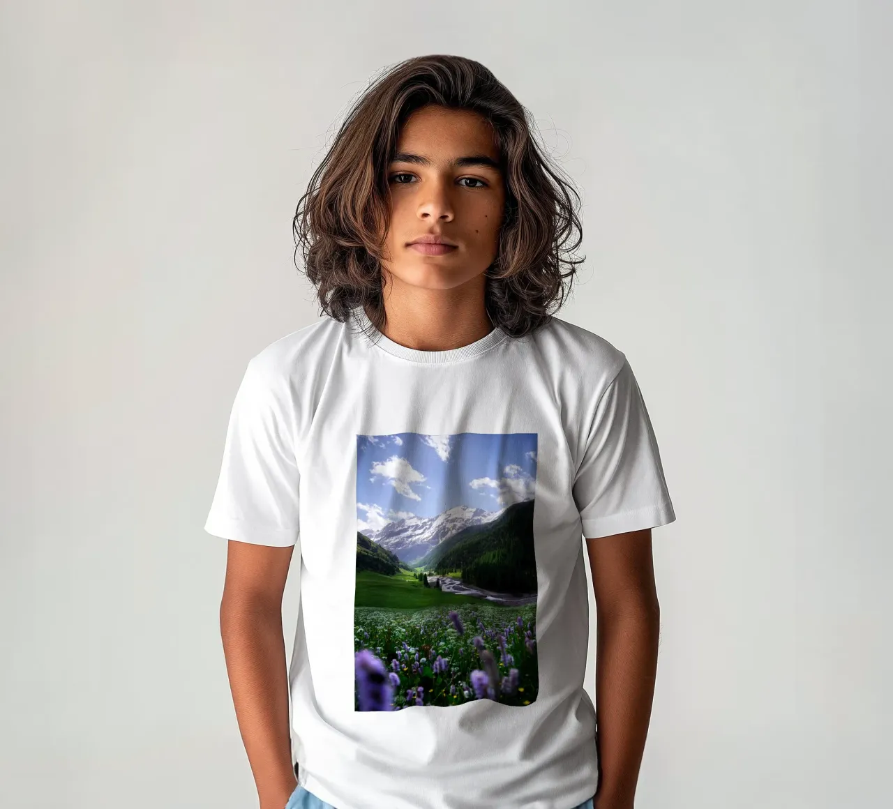 Valley glaciers in the Alps kids t-shirt by Fjöllart